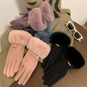 High-quality soft gloves for women, warm and thickened with fleece, can touch the screen, suitable for driving and cycling in winter, cold-proof student version