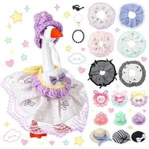 7 Inch Desk Goose Outfits 6 Sets Cute Spring Clothes with Mini Hats, Pearl Necklace, Sunglasses & More Silly Magnetic Porch Goose Key Holder Decor for Home Office