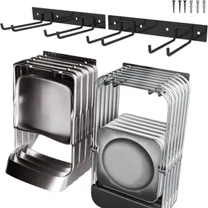 2Pack Folding Chair Storage Rack, Wall Mount Chair Hangers for Garage, Heavy Duty Garage Tool Organizer Holder for Hanging Shovel Rake Broom Ladder Garden Tools