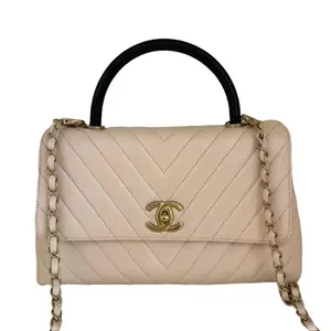 Pre-owned CHANEL Lamb Skin Mini Bags Caviar Lizard Chevron Quilted Mini Coco Handle Flap Ivory B19 2