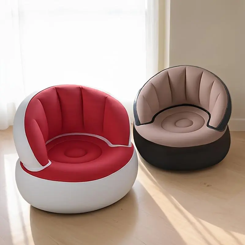 1-Person Inflatable Lazy Sofa - Foldable Air Cushion Sofa, Easy To Install, Space Saving Modern Design, Portable Single Seat, Ergonomic Backrest and Armrests, Suitable for Indoor/Outdoor, Balloon Back, Multiple Color Options