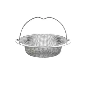 2 Pack Kitchen Sink Drain Strainer with Handle, Large Wide Rim Stainless Sink Strainer Mesh Basket, Anti-Clogging Food Catcher for Kitchen Sinks, Easy to Clean & Empty