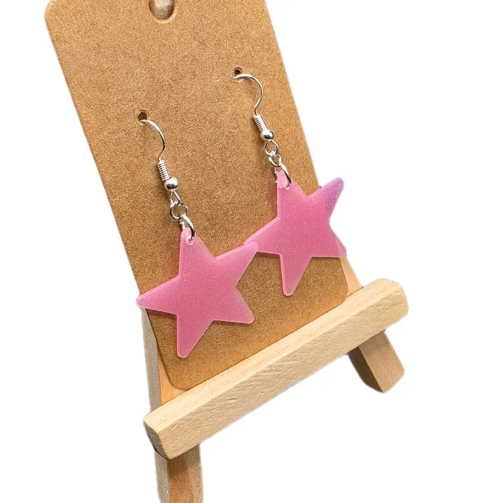 Whimsical Accessories Star Shape Glow-in-the-Dark Plastic Hook Earrings - Unisex Enchanting Earrings for Daily Wear, Luminescent Fashion Costume Jewelry to Add a Touch of Magic
