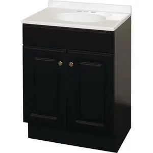 Zenith Home RBC24CH Wood Vanity - 24x35x18 in., Espresso Finish, White Cultured Marble Top, Euro Style Hinges, Fully Assembled, 70 lbs