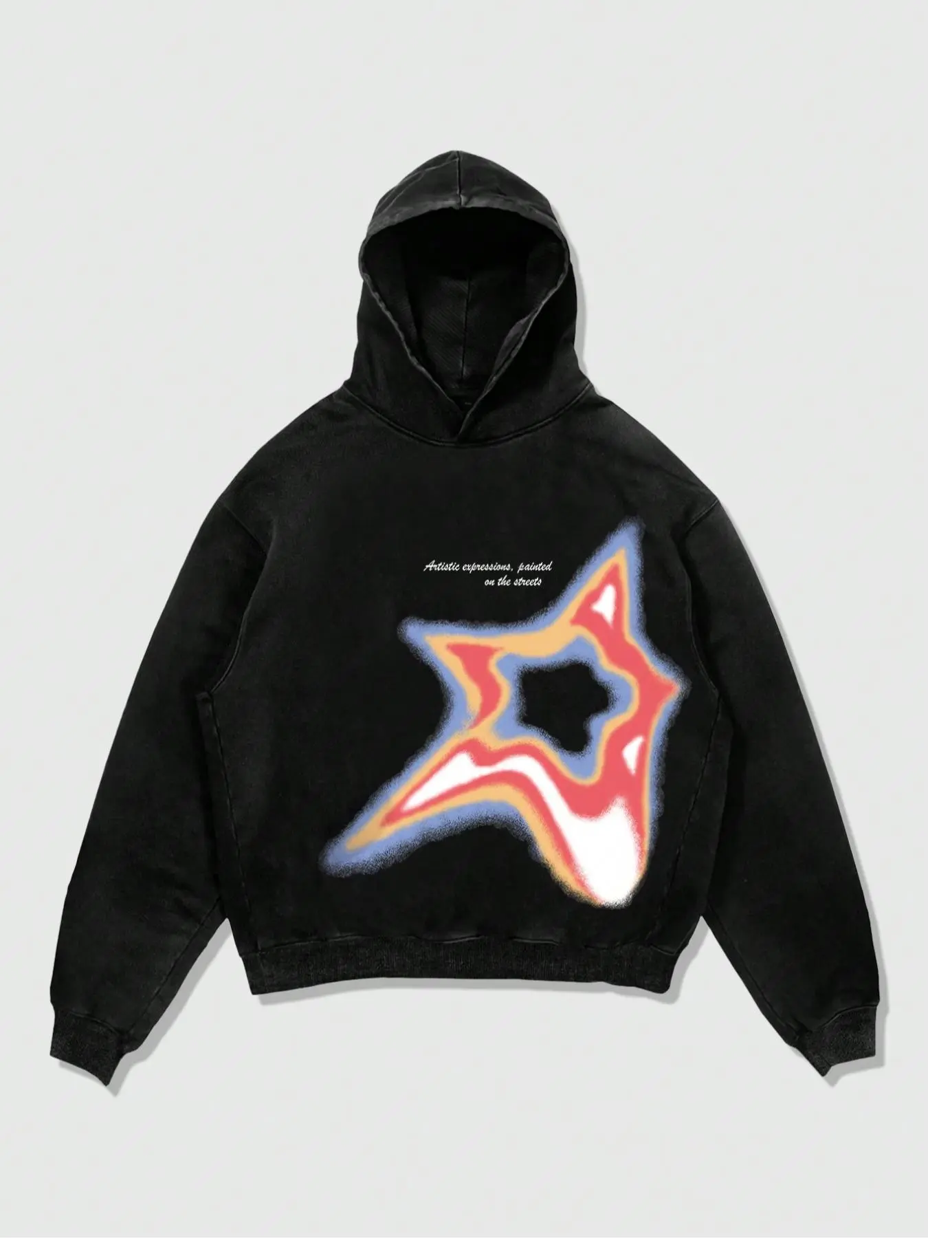 Unisex Letter & Star Print Hoodie, Casual Regular Fit Star Graphic Hooded Sweatshirt for Spring & Fall, Fashion Men's Top for Daily Wear, Casual Fitted Hoodie, Casual Hooded Sweatshirts