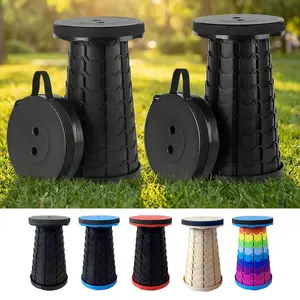 2pcs Collapsible Stool, Max Load 400lbs, Telescoping, Folding Camping Stool, Portable Lightweight Retractable Folding Stools For Hiking, Camping, Fishing, Outdoors Indoors Kitchen, Christmas gift (Black, Khaki)