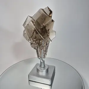 One of a Kind Hand Faceted Smoky Quartz Art Piece - Brazilian Smoky Quartz with Rainbows