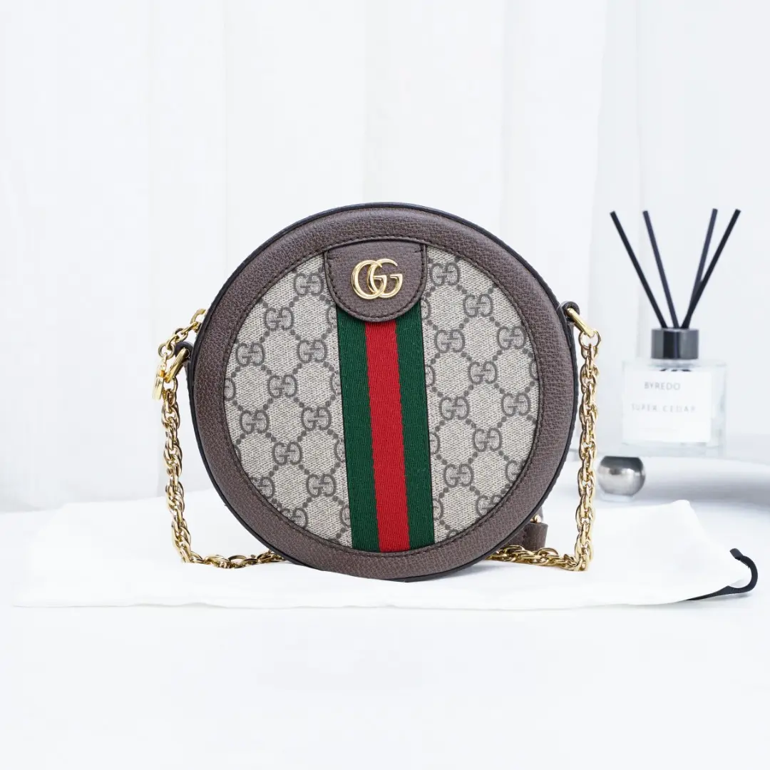 Pre-owned GUCCI Old Flower Ophidia Round Pancake Shoulder Bag 19*4.5*18cm th36057038