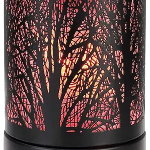 Fragrance Wax Melts Warmer LED Changing Light Classic Black Forest Design Scent Oil Candle Warmer Decor Dee