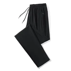 Men's Plus Size Ice Silk Fabric Menswear Casual Pants - Lightweight, Cooling, Stretchy, Drawstring, Quick-Dry, Loose-Fit Long Pants for Larger Men, Comfy & Ventilated