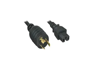 Nippon Labs L6-20P / C15 High Voltage / High Current Power Cord, NEMA L6-20P to IEC-60320-C15, SJT, 14 AWG., 15A, 250V, Black 8 ft. Power Cable