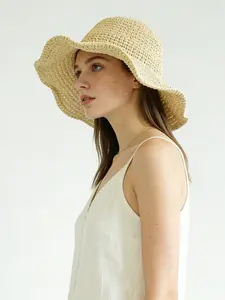 Women's Spring Summer Plain Knit Sun Hat, Casual Outdoor Hat, Hollow Straw Hat, Fashion Unisex Beach Hat, Multi-Functional UV Protection Cap