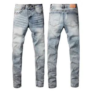 Jeans brand Jeans Men's Jeans Casual Comfort Holes Fashionable Straight Skinny Slim Fit Jeans, Ripped Stretch Jeans Denim Pants