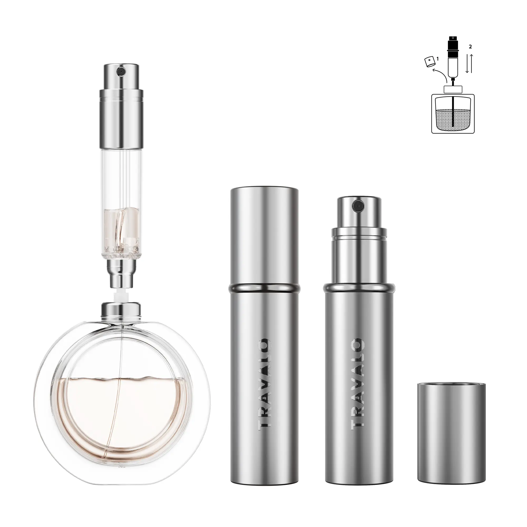 Travalo ESSENTI Refillable Perfume Atomizer, Bottom Filling Fragrances Perfume Bottle, Mini Cologne Dispenser, Travel sized, Portable Sprayer for Women Men, Gift