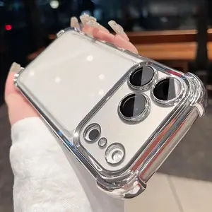 4 Corner Airbag Electroplated 2-in-1 Hard Phone Case for iPhone 17 Pro Max/16 Pro Max/15/14/13/12/11, Shockproof Safety Cushion Protective Cover