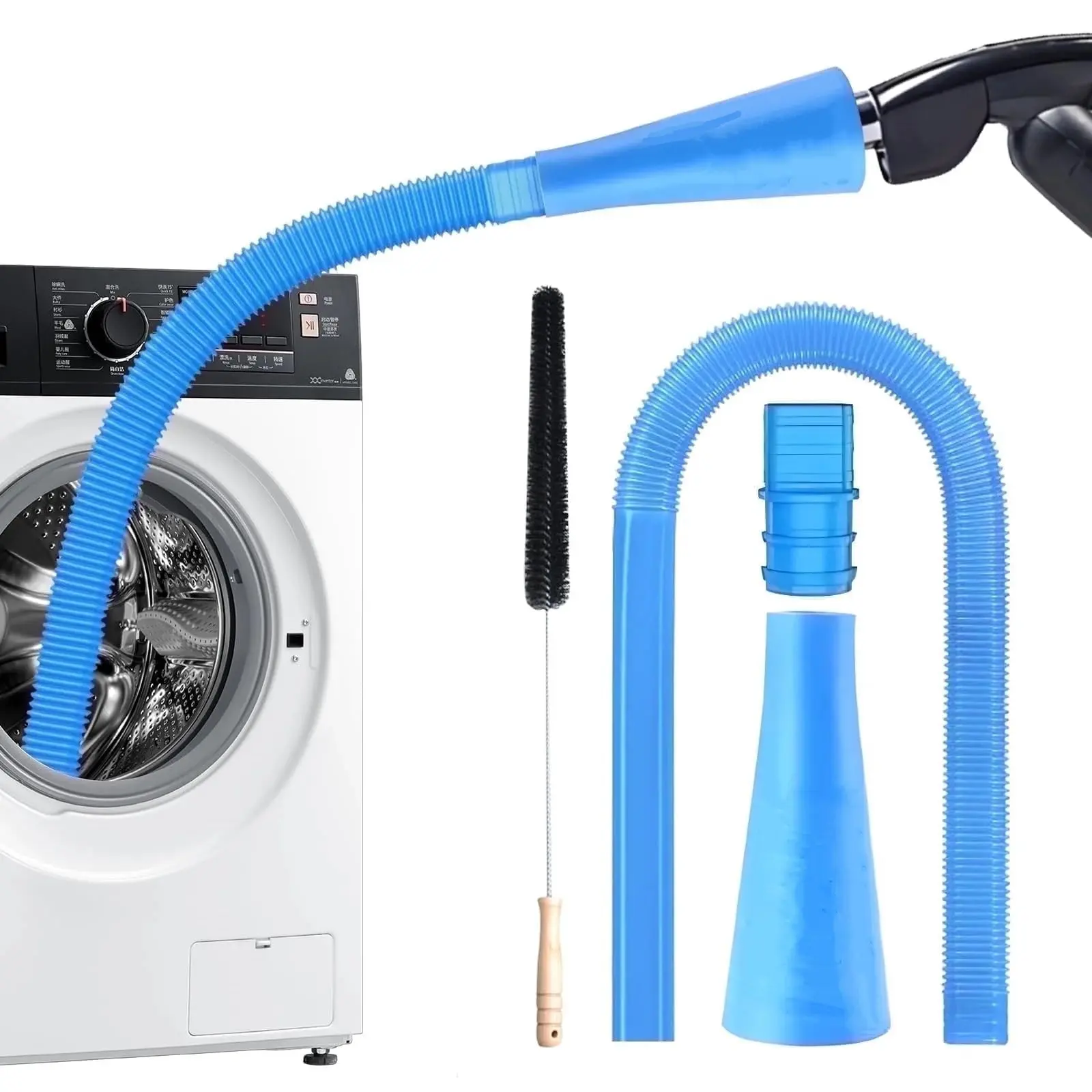 2-Piece dryer vent cleaning kit: dryer lint vacuum attachment with lint remover brush for pressure washer and dryer vent vacuum hose | Lint remover brush, dryer vent vacuum hose cleaner replacement parts cleaning brush