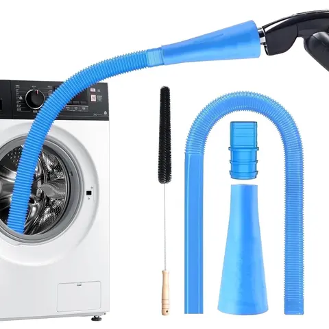 2-Piece dryer vent cleaning kit: dryer lint vacuum attachment with lint remover brush for pressure washer and dryer vent vacuum hose | Lint remover brush, dryer vent vacuum hose cleaner replacement parts cleaning brush