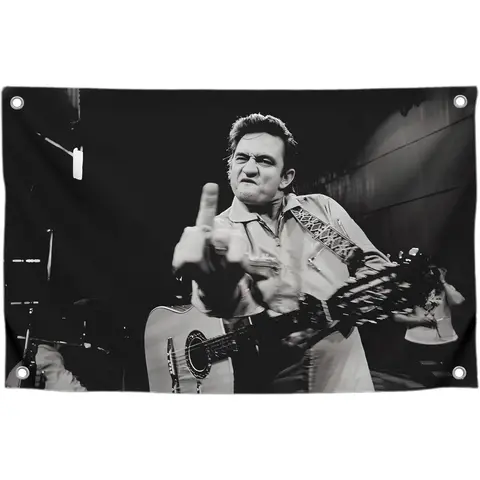 3x5 Ft The Man in Black Single Sided Flag  - America Country Singer Polyester Banner for Outdoor or Indoor - Wall Tapestry Poster Signs Decorations for Bedroom or College Home Textile