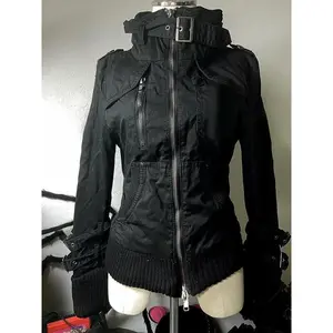 Subculture Harajuku Vintage Safari Coats with Hooded Women Zipper Sweatshirts Casual Streetwear Grunge Jacket Y2k Stand Neck