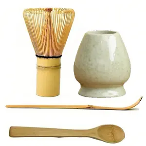 Tea Ceremony Set, Bamboo Matcha Whisk & Bowl, Filter Tea Strainer, Spoon, Scoop, Sieve, Stand, Perfect Tea Starter Kit ()