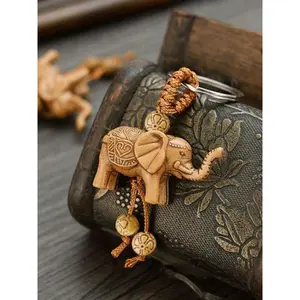 Vintage Elephant Design Keychain for Bags, Handmade Keychain, Cute Elephant Pendant Keychain for Men & Women, Boho Style Keychain for Bag Decoration, Charms