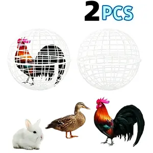 2 Portable Rolling Round Chicken Rabbit Cages, Durable Plastic Design for Small Animal Protection, Easy to Transport and Breed, Outdoor Chicken Cage
