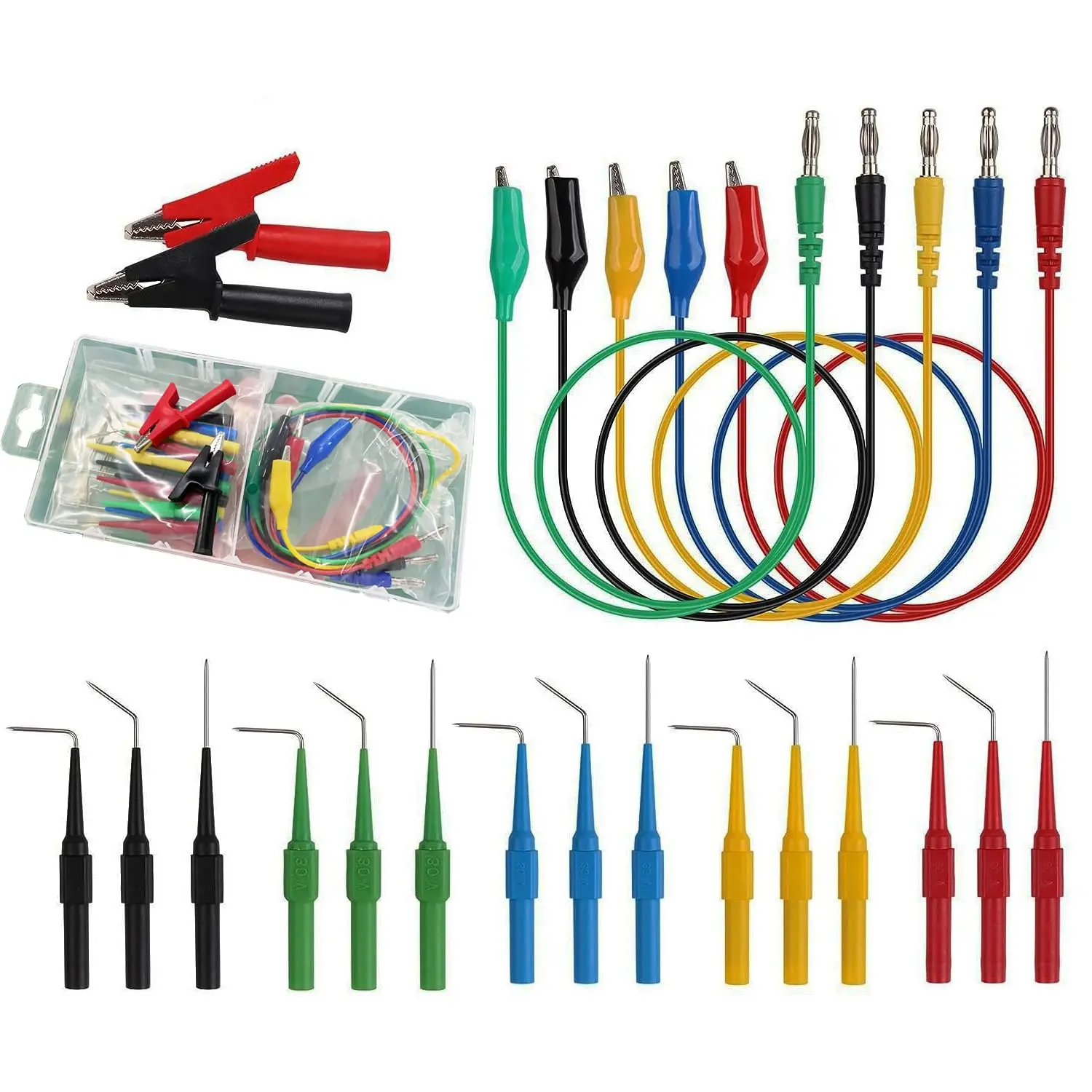 22PCS Back Probe Kit with Wire Piercing Probes, Banana Plug & Alligator Clips for Multimeter Circuit Testing