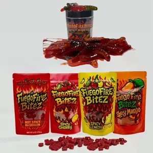 FuegoFireBitez Bundle 4 pouches 6oz, spicy worms 8oz