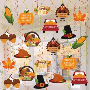 Thanksgiving Decorations Hanging Swirl Thanksgiving Hanging Ceiling Streamers  34Pcs
