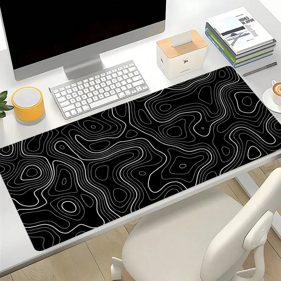 1 contour patterned mouse pad with anti slip rubber base, perfect for office/gaming and home use, large-sized mouse pad