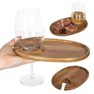 Acacia Wood Serving Tray Oval Platter for Parties Dining Wooden Rustic Elegant Charcuterie Board for Cheese Fruit Steak Cutlery Tableware with Integrated Groove Handle and Smooth Polished Finish