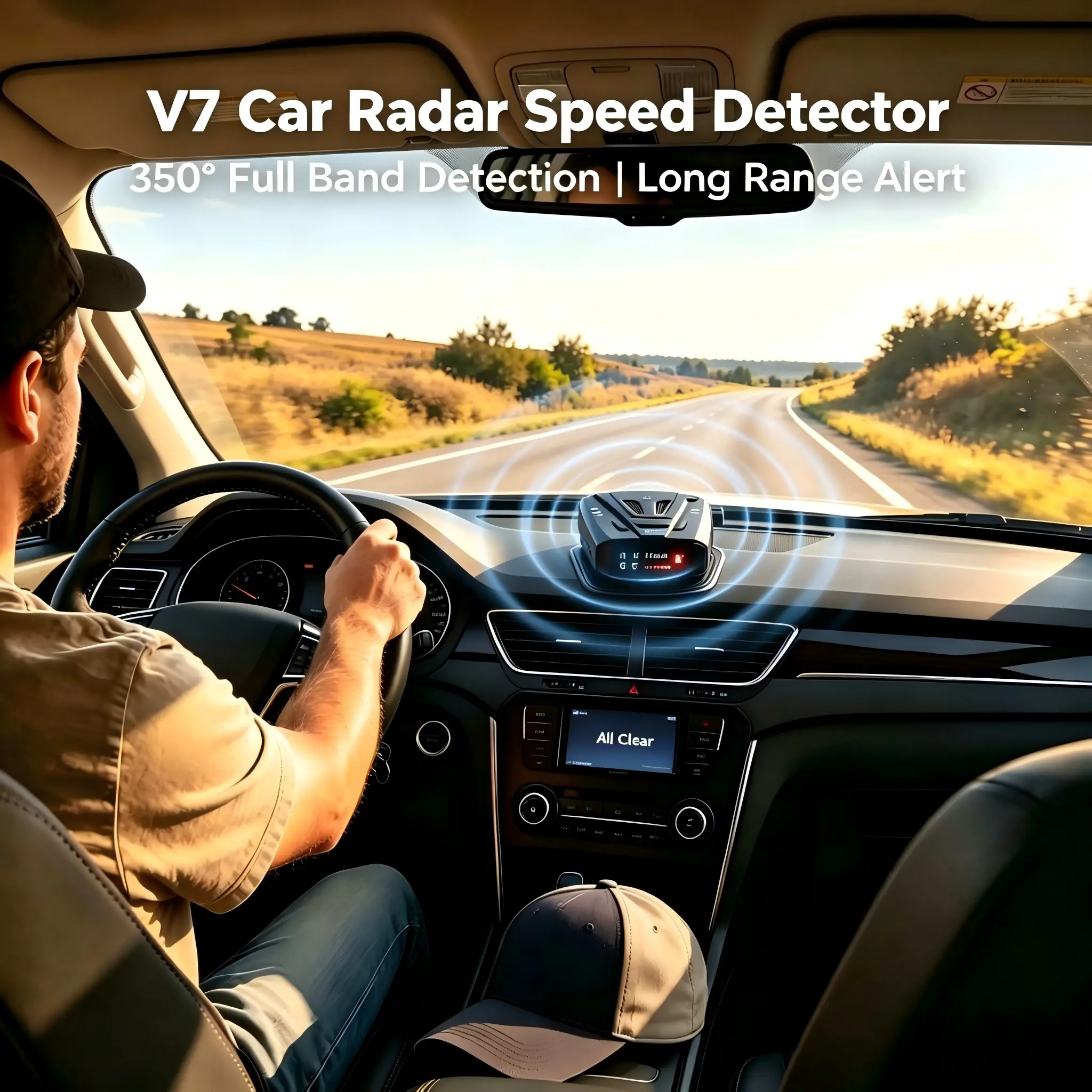 Car Radar Detector 360 Degree Long Range Speed Alert Device for Highway City Driving