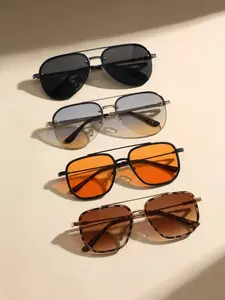 4 Pairs Fashion Multicolor PC Sunglasses Set, Dual Bridge Half Frame Design, Ideal for Road Trips, Street Photography, Daily Outing, Store Visits