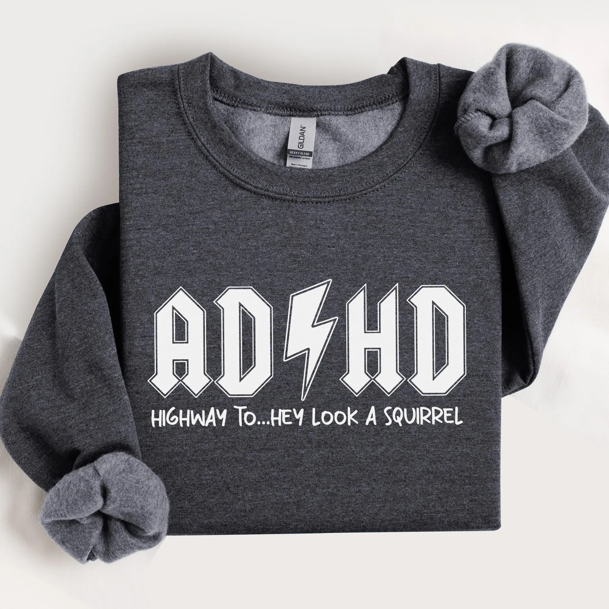 ADHD Sweatshirt, Mental Health T-Shirt, Funny Saying Graphic Tees, ADHD Awareness Tshirt, Gifts for Friend, Highway To Hey Look a Squirrel Shirt