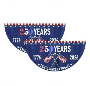 250th Anniversary of the United States Half-Round Flag 1776-2026, American Patriotic Outdoor Banner for Home, Porch, Yard or Independence Day Decoration