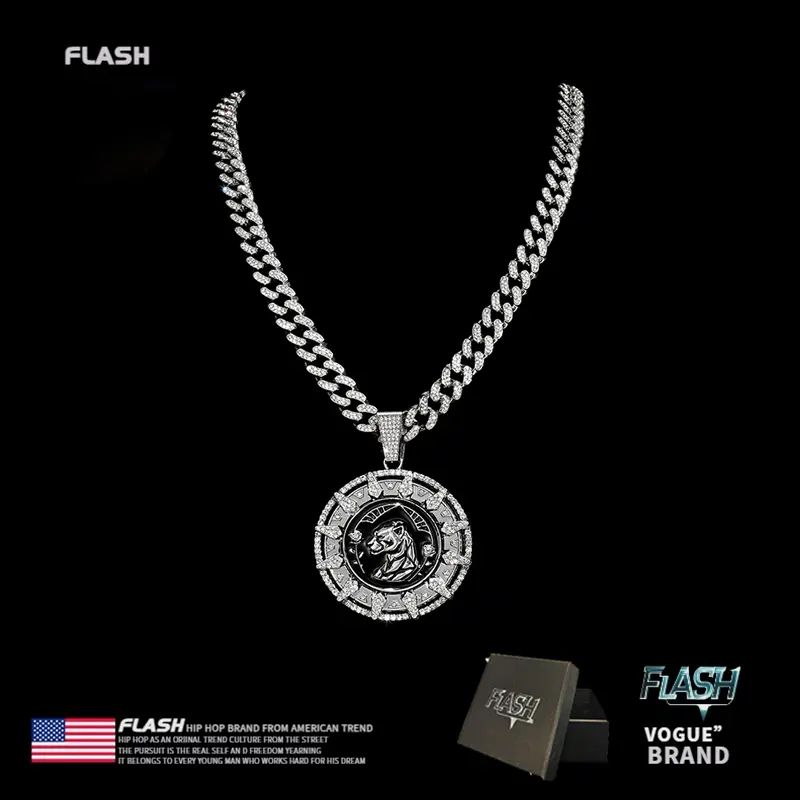 Men's Metal Hip-Hop Necklace - Rotating Black Panther Pendant, Hip Hop Jewelry with Box, Animal-Themed Rapper Accessory, Birthday/Anniversary Gift for 1 Target Group, Rappers