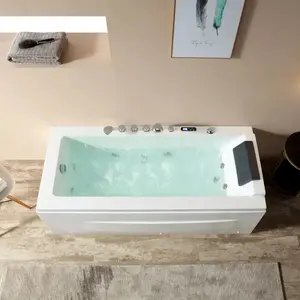 67" Alcove Combination Massage Inline Heater LED Tub with Left Drain