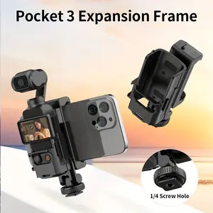 DJI Pocket 3 Handheld Sports Camera Expansion Accessory with Integrated Phone Clip, 1/4-inch Screw Hole, Coldblooded Holder with Adjustable Tilt Angle, Pocket3 Protective Case Mount for Live Streaming, Selfies, Creative Video Recording
