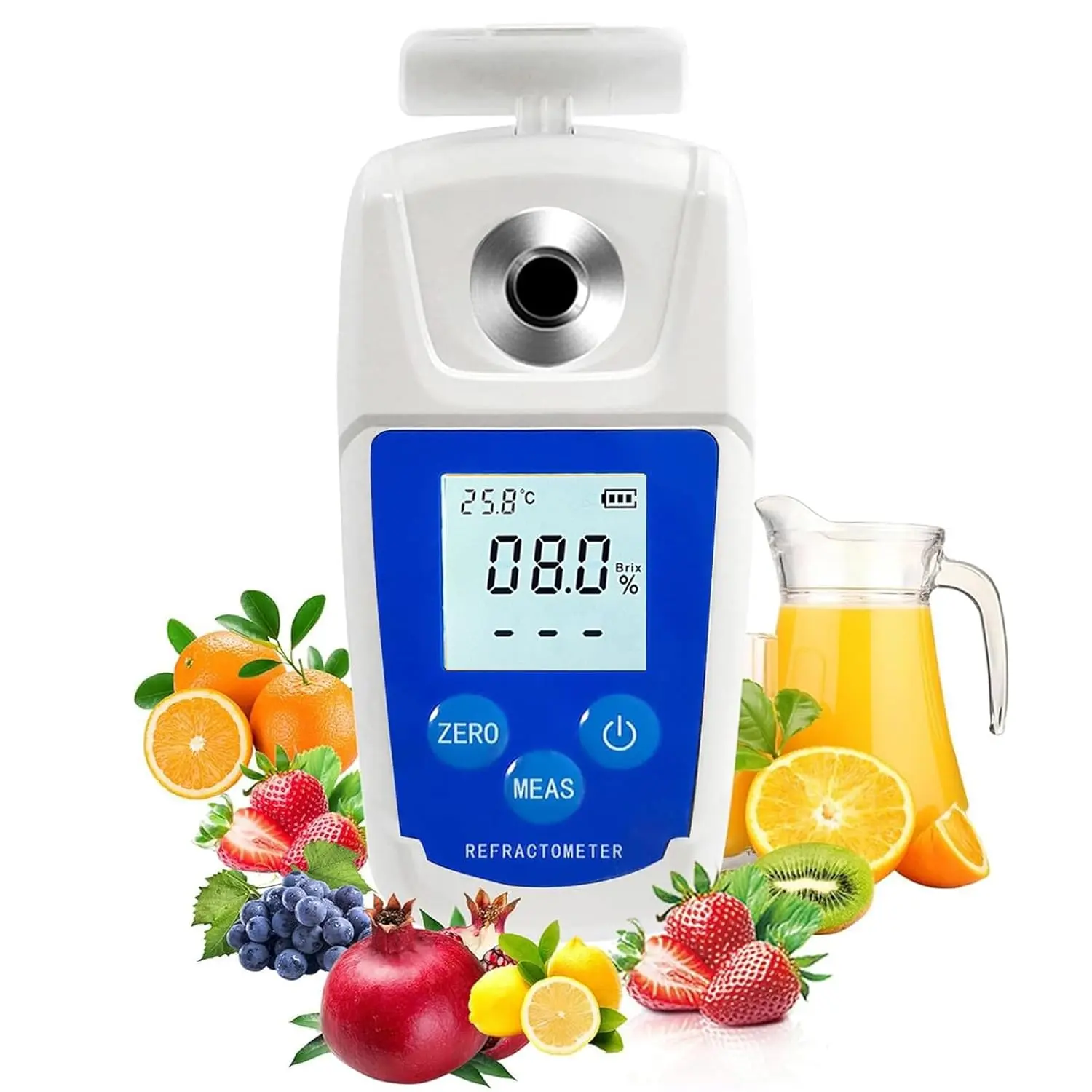 High Precision Digital Brix Refractometer with ATC for Sugar Content Test 0-55% Brix Tester Brix Meter for Drinking Water Beverage Fruit Juice