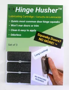 Hinge Husher Lubricating Cartridge (3-pack) for squeaky door hinges. Odorless, Long-Lasting, Clean & Easy to Apply