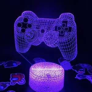 Old School PlayStation Controller 3D Illusion LED Lamp - Perfect Holiday Night Light for Any Occasion