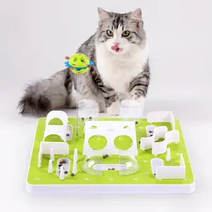 All For Paws Interactive Food Puzzles For Cats Puzzle Cat Feeder Christmas Gift Toy Top Toy with Customizable Difficulty & Sturdy Build Design