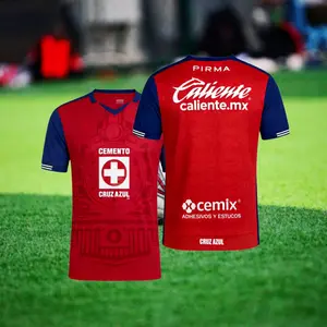 2425 CRUZ AZUL Second Away Red Short Sleeve Top Soccer Jerseys LIGAMX Fan Edition