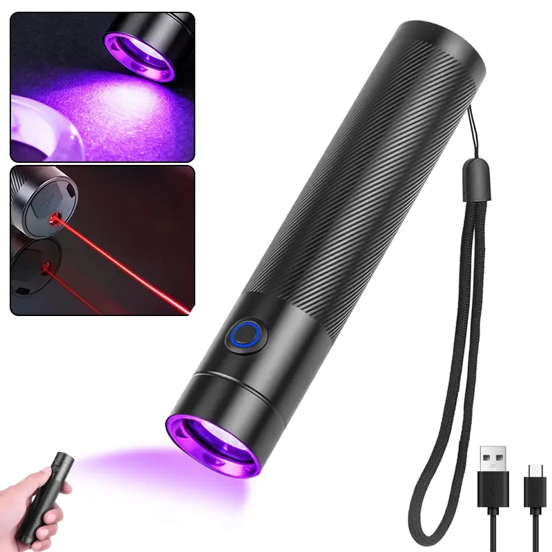 1-Count Rechargeable LED UV Black Light Torch, Portable Lightweight Mini UV Lamp, 365 nm Ultraviolet Waterproof Light for Amber Search, Geocaching, Pet Urine Detection and Fake Banknote Inspection