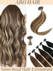 Nano Bead Hair Extensions, Human Hair Nano Tip, Real Human Hair Remy, Silky Soft Nano Ring, 30g, 12-22 Inch, Natural Look