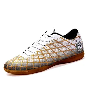 Men's Soccer Shoes Flat Lace-up, Indoor/Outdoor Cement Wooden Floor, Lawn Professional Soccer Training Shoes, Youth Five-a-side Sports Shoes, Breathable, Wear-resistant, Non-slip, Unisex Style