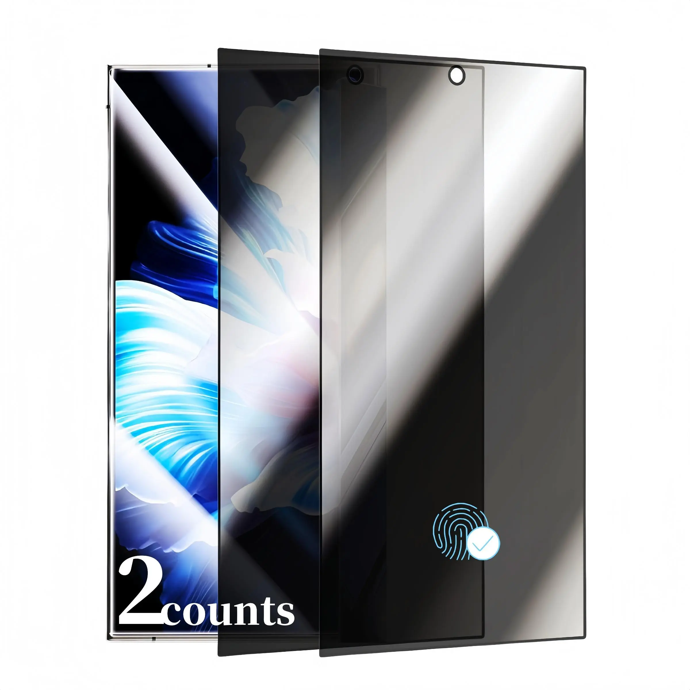 Tempered Glass Smartphone Screen Protector, 2 Counts Anti-spy Fingerprint Phone Screen Protective Privacy Film, Privacy Shield, Phone Accessories, Mobile Accessory Compatible with Samsung Galaxy S12/22/23/24/25 Ultra Seris, Full Coverage