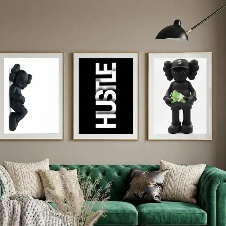 Set of 3 KAWS Swoosh Sketch Hypebest Wall Art Unframed HD Print Home Office Decor Unique Trendy Christmas Gift