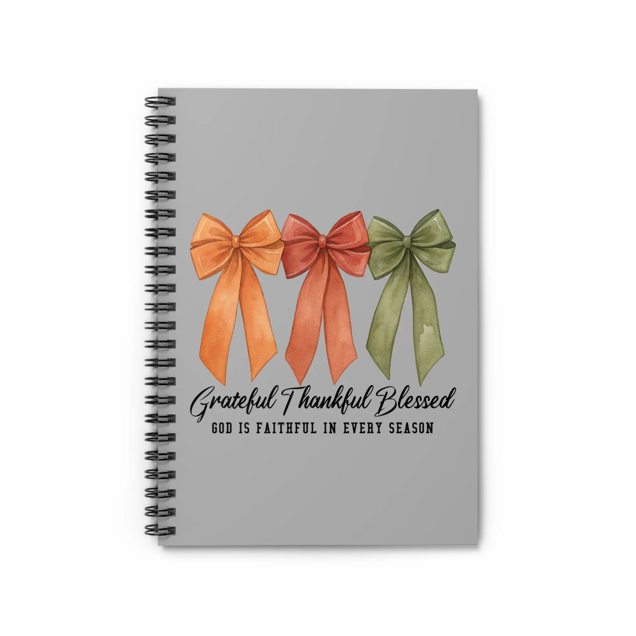 Thankful Spiral Notebook - Ruled Line, Cute Coquette Bow Journal, Gratitude Diary, Appreciation Notepad, Positive Thoughts Organizer