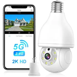 2.4&5Ghz WiFi Light Bulb Security Camera,2K Wireless Light Bulb Camera, Light Socket Security Cam with Motion Detection,Two-Way Talk,24/7 Recording,Compatible with Google Assistant & Alexa